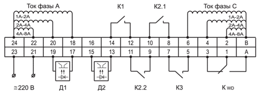Основная схема подключения устройств РЗЛ-03.104