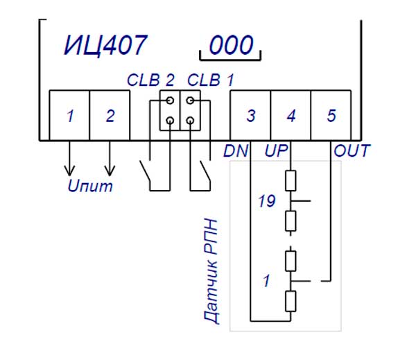 Схема подключения указателя положения ИЦ407