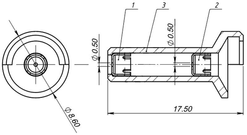 Конструктивная схема инжектора пилотной горелки серии SIT 140,150 (диаметр 0,50мм)