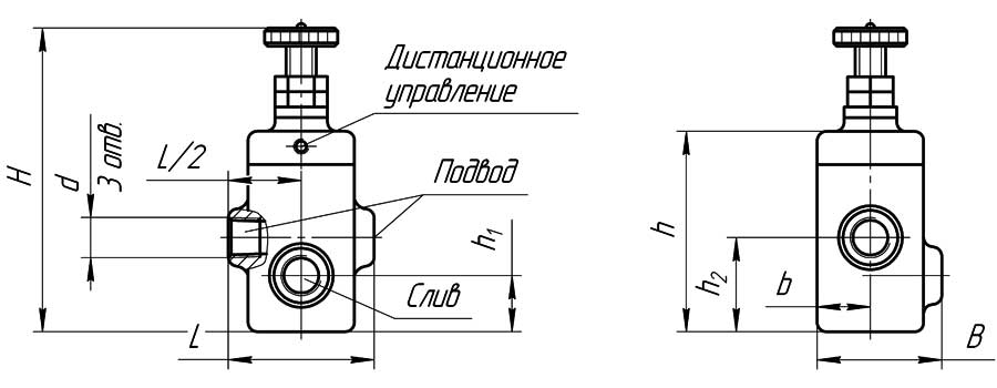 Конструктивная схема гидроклапана АГ52-23 (трубный монтаж)